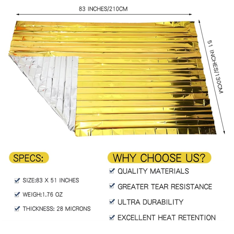 130x210cm Heavy‑Duty Mylar Foi - Survival Blanket Reflective ulasan dan harga